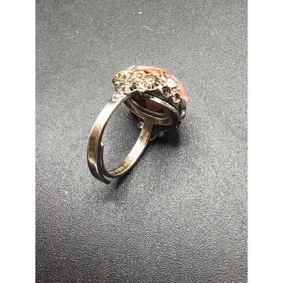 Vintage Unca Leopard Jasper Ring Sterling Silver Adjustable Size Stone Ring - Picture 8 of 8